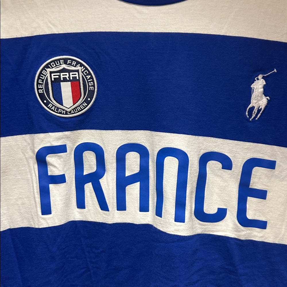 Polo by Ralph Lauren France Blue White Striped Jersey sz XXL - Picture 2 of 6